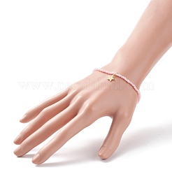 Braccialetti elastici con perline in vetro stile 5 pz 5 set con charm in acciaio inossidabile per donna&nbsp;BJEW-JB08562