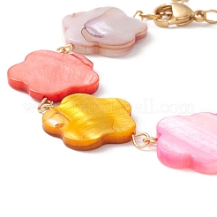 Natürliches Muschelblumen-Gliederkettenarmband&nbsp;BJEW-C015-09G