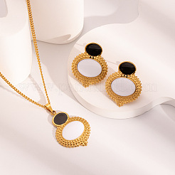 Eleganti orecchini a bottone ovali in acciaio inossidabile 304 con conchiglia bianca e collane pendenti per donna&nbsp;XO8375-1