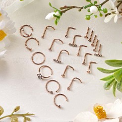 21pcs 21 estilo claro circonio cúbico flor y plano redondo y corazón nariz tachuelas y anillos conjunto&nbsp;JX527A