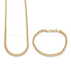 Conjuntos de joyería de pulseras y collares de cadena de trigo de acero inoxidable 304 con revestimiento de iones (IP)&nbsp;SJEW-B019-04B-G