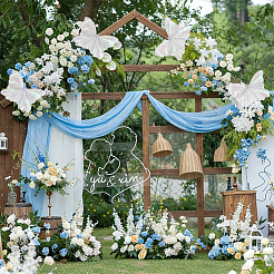 Décoration papillon en gaze et fer pour mariage&nbsp;AJEW-WH0709-354