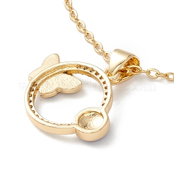 Anello in zirconi chiari con collana pendente malocchio e farfalla&nbsp;NJEW-O125-54G