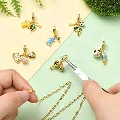 6 Stück 6 Stile Messing Emaille europäischen Baumeln Charms&nbsp;KK-CJ0003-95