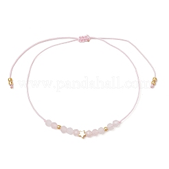 Braccialetti di perline intrecciate di quarzo rosa naturale rotondo per le donne&nbsp;BJEW-JB11655-07