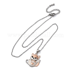 Messing-Halsketten mit süßem Fuchs-Anhänger für Damen&nbsp;NJEW-C067-03P