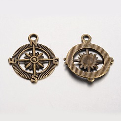Bussola pendenti della lega stile tibetano&nbsp;PALLOY-K110-25AB-NR