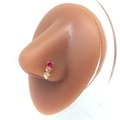 Anillos para el hueso de la nariz/pendientes para el cartílago con circonita cúbica de latón y triple corazón&nbsp;FS-WG6E3C9-04