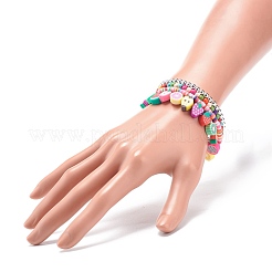 Set di 4 braccialetti con perline di argilla polimerica fatta a mano in stile 4&nbsp;BJEW-JB08693