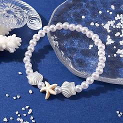 Stretch-Armband aus ABS-Kunststoff mit Imitationsperlen&nbsp;BJEW-JB10104-03