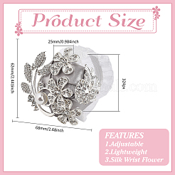 Corsage de poignet en tissu de soie et alliage de zinc avec strass en cristal&nbsp;AJEW-WH0314-928