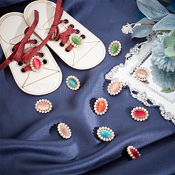 12 Stück 6 Farben ovale abnehmbare Katzenaugen- und Imitationsperlen-Schuhdekoration&nbsp;DIY-FG0004-76