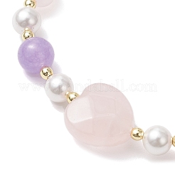 Braccialetti elastici per le donne con perle di acquamarina naturale&nbsp;BJEW-JB11759
