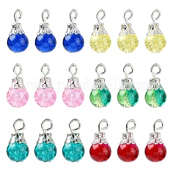 48 pz 6 colori pendenti di perline di vetro crepato&nbsp;PALLOY-YW00042