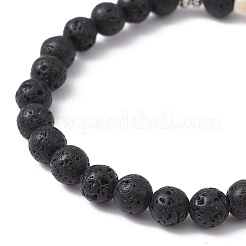Kreuzförmiges Stretch-Armband mit Perlen aus synthetischem Türkis&nbsp;BJEW-JB09765-02