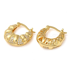 Orecchini a cerchio croissant in ottone con zirconi chiari&nbsp;EJEW-Q791-04G