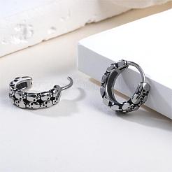 Orecchini a cerchio in acciaio inossidabile 316 con teschio per uomo e donna&nbsp;EJEW-SZ0001-95