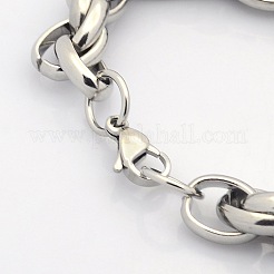Pulseras de cadena de eslabones dobles de acero inoxidable 304 de estilo casual y resistentes al deslustre.&nbsp;STAS-O036-37P