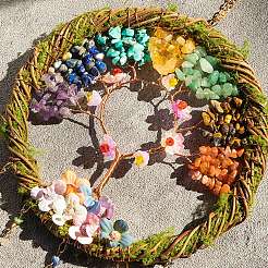 7 Chakra-Sonnenfänger aus natürlichen und synthetischen Steinsplittern&nbsp;HJEW-F027-04
