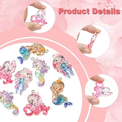 8 pièces 4 styles pendentifs en résine transparente sur le thème de l'océan&nbsp;CRES-FS0001-17