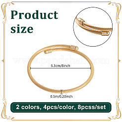 8 Stück 2 Farben 304 Edelstahl Twist Runde Manschette Armreifen&nbsp;BJEW-GO0002-18