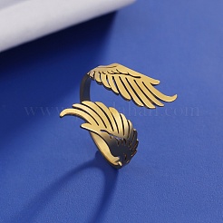 Anello polsino aperto a doppia ala in acciaio inossidabile 304&nbsp;RJEW-F149-01G