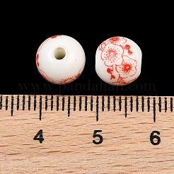 Perles de porcelaine à motifs floraux&nbsp;PORC-Q202-8mm-1