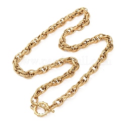 Collares de cadena de cuerda texturizada de acero inoxidable 304 de 7 mm con cierres OT para hombres y mujeres&nbsp;NJEW-P355-01A-G