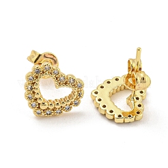 Orecchini a bottone in vero ottone placcato oro 18k a cuore cavo&nbsp;EJEW-L269-091G