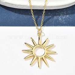 Collane con ciondolo a forma di sole cavo in ottone per donna&nbsp;NJEW-S449-06G