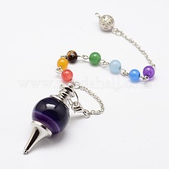 Gefärbt natürliche Achat Perlen Pendel Charme Armbänder&nbsp;BJEW-F193-M