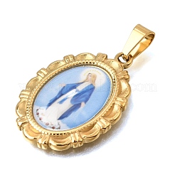Placcatura ionica (IP) religion 304 ciondoli in acciaio inossidabile con resina epossidica&nbsp;SA-CBA7062-09G-02