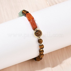 Bracelets en œil de tigre naturel&nbsp;BJEW-G752-01G-03