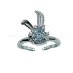 Anelli aperti con polsino in ottone micro pavé di zirconi cubici per donna&nbsp;WG2E34F-03