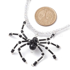 Collane con ciondolo ragno di Halloween&nbsp;NJEW-TA00147-02
