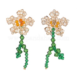 Boucles d'oreilles pendantes imitation cristal autrichien fleur de vie&nbsp;X1-EJEW-TA00029-02