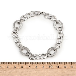 Bracelets à maillons ovales texturés en acier inoxydable 201 pour femmes&nbsp;BJEW-B143-04P