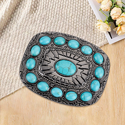1 boucle rectangulaire en alliage et turquoise synthétique&nbsp;FIND-CL0002-38B