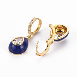 Orecchini a cerchio huggie in zirconi cubici trasparenti micro pavè&nbsp;EJEW-T046-41A-NF