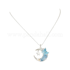 4 pièce de collier avec pendentif lune en fil de fer&nbsp;NJEW-TA00266