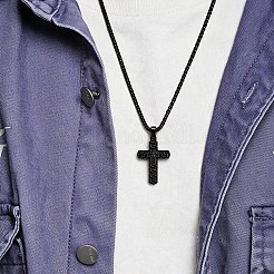 Colliers pendentifs croix religieuse tissée en acier inoxydable 304 pour hommes&nbsp;WGB9EFB-01