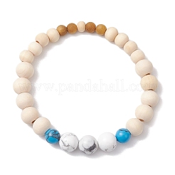 Bracciali elastici per coppie con perline di legno&nbsp;BJEW-JB11289-01