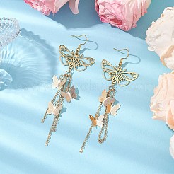 Orecchini pendenti da donna con ciondolo a forma di farfalla in ottone&nbsp;EJEW-TA00547