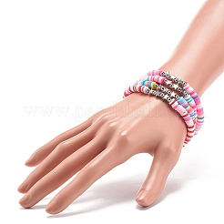4 stücke 4 farbe handgemachte polymer clay disc surfer armbänder set&nbsp;BJEW-JB08799