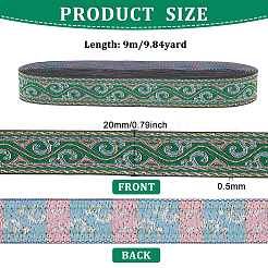 9m de rubans plats en polyester de style ethnique&nbsp;SRIB-WH0011-101A