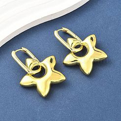 Orecchini a cerchio in ottone con stella da donna&nbsp;EJEW-U057-06C-01G
