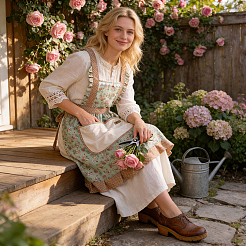 Ärmellose Schürze aus Polyester mit Blumenmuster&nbsp;AJEW-WH20080-46C