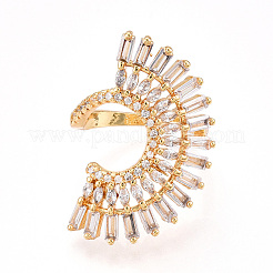 Bagues de manchette en laiton avec micro pavé de zircone cubique transparente pour femmes&nbsp;KK-T074-05G