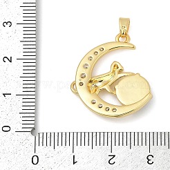 Micro pavé de zircone cubique transparent en laiton avec pendentifs en verre&nbsp;KK-G524-01G-02