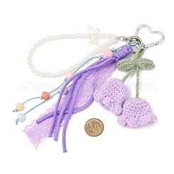 Decorazioni pendenti con perline rotonde in filato di cotone fatto a mano all'uncinetto&nbsp;HJEW-JM04387-03